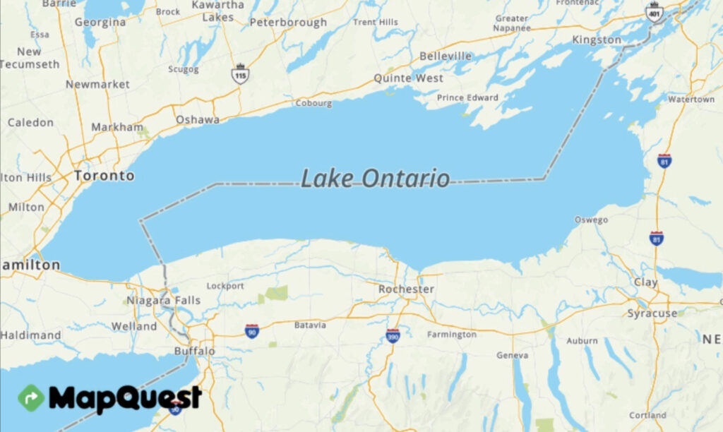 Captura de pantalla de MapQuest del lago Ontario