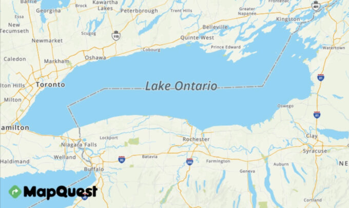 Captura de pantalla de MapQuest del lago Ontario