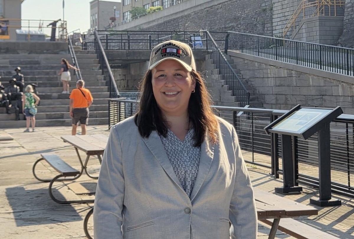 Color photo of Alissa Ellman, the Democratic candidate in the 2026 election for NYS's 24th Congressional District, standing in an urban park space